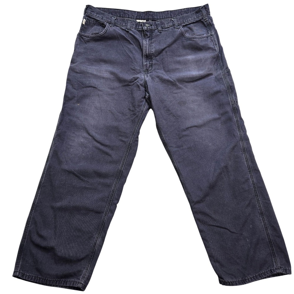 Carhartt Pants Mens 40x30 Blue Cargo Relaxed Canvas FR Workwear Pockets